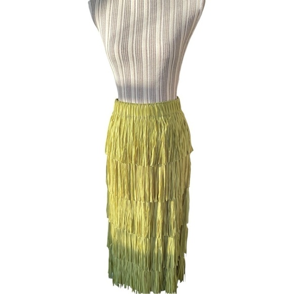 Swishy midi skirt, size L, poly/spandex, no brand tag, wide elastic waistband - Picture 4 of 5